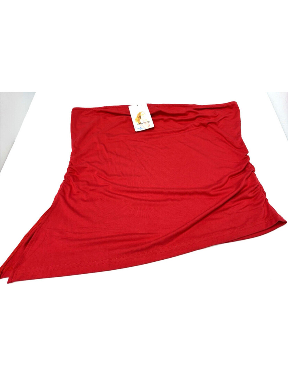 Womens Strapless Tube Top PrettyGarden Ruched Summer Casual Blouse Shirt Red XL